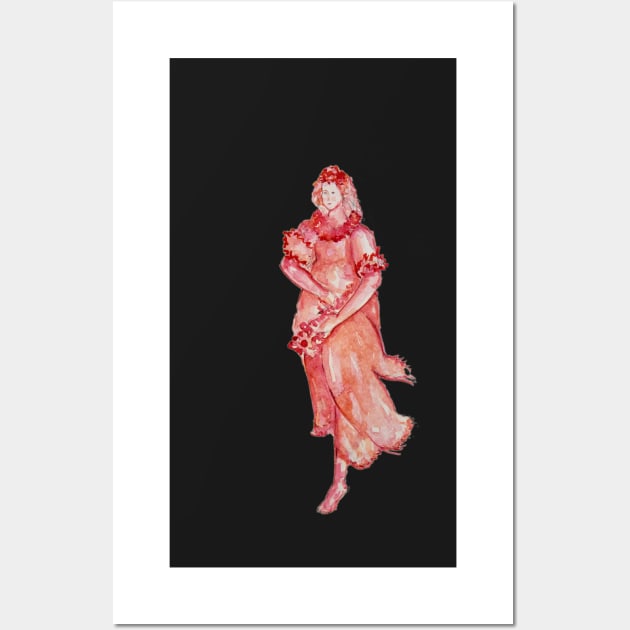 Monochrome red woman figure illustration Wall Art by sinemfiit